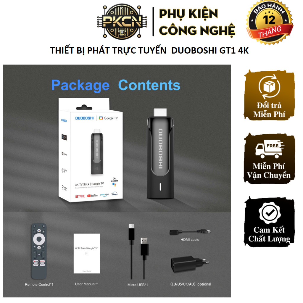 Thiết Bị Phát Trực Tuyến DUOBOSHI GT1 4K – Biến TV Thường Thành Smart TV, Xem 4K Cực Nét