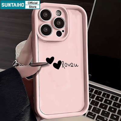 Suntaiho Ốp Lưng iPhone Màu Hồng Dễ Thương Họa Tiết Tình Yêu Silicon Mềm Cao Cấp Chống Sốc Cho iPhone 11 12 13 14 15 16 Pro max IP 7 8 Plus Iphon X Xs XR Xs max