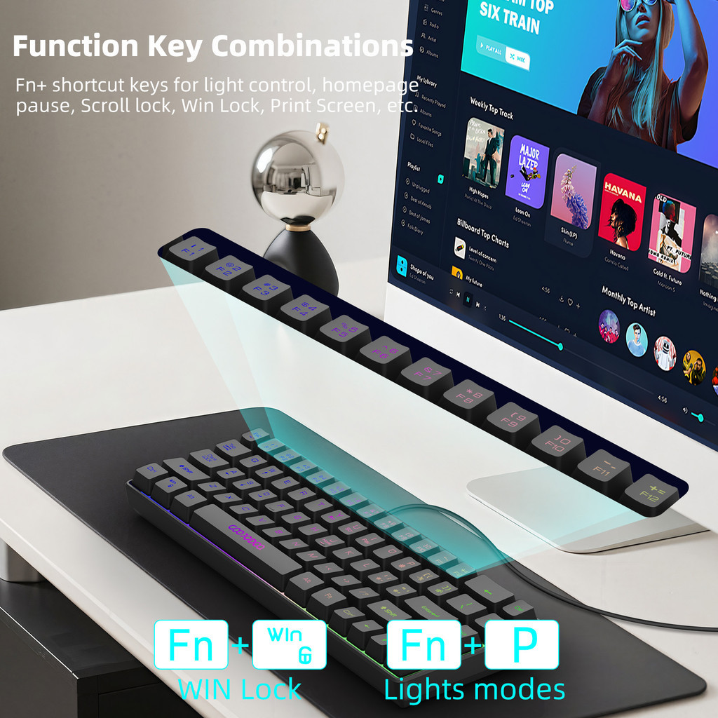 Bàn phím có dây Goojodoq 68 phím thiết kế tiện dụng với đèn RGB tương thích với nhiều hệ thống | BigBuy360 - bigbuy360.vn