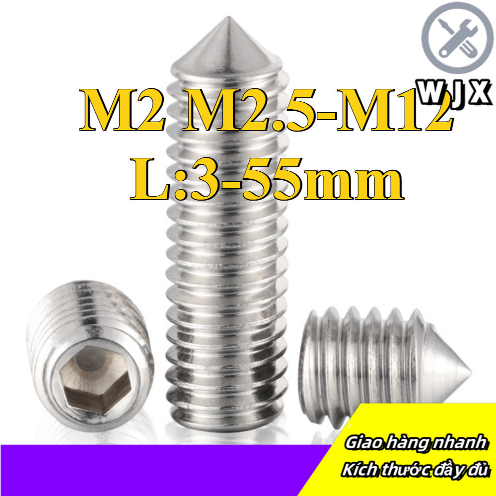 Vít trí lục giác đầu nhọn inox 304  M2 / M2.5-M12-Ốc cấy lục giác âm đầu nhọn các loại/Bộ vít cấy / 
