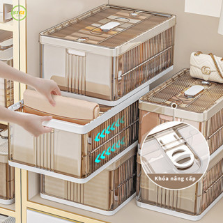 Hộp đựng đồ STGE, Hộp nhựa đựng đồ dung tích lớn có nắp đậy chống bụi tiện lợi, Thùng nhựa quần áo chăn màn gấp gọn