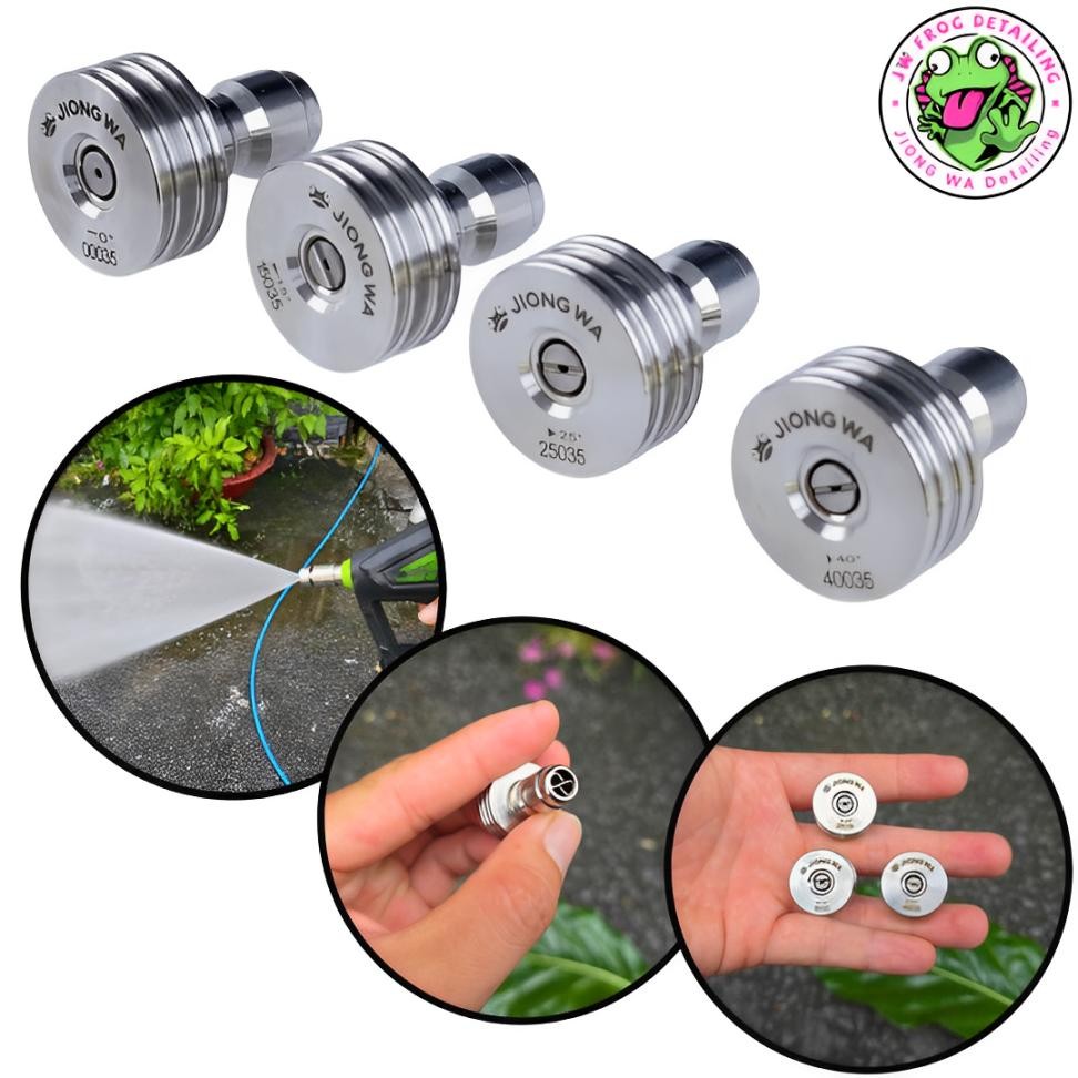 Béc phun máy rửa xe cao áp inox 304 – Đầu cắm nhanh 1/4 – Phun đều, bền bỉ, tia xoáy mạnh Jiong Wa