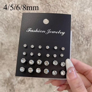 24 Cái / Lốc Bling Zircon Bông Tai Xuyên Tai Phụ Kiện Thời Trang Cho Nữ