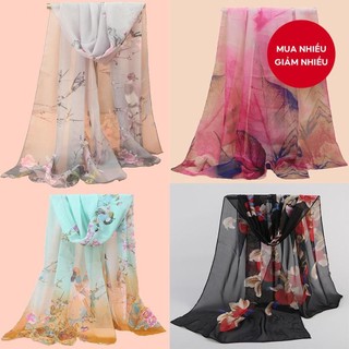 Khăn lụa nữ in họa tiết voan cổ điển 50cm X 155cm