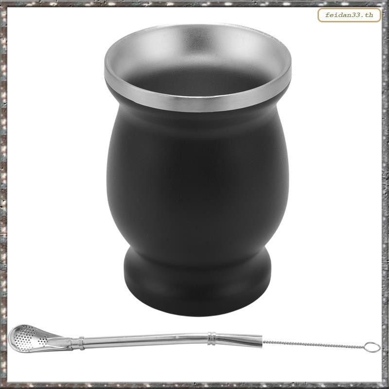 [L W H Y] Bộ cốc trà không gỉ hai lớp Yerba Mate và Bombilla 8 Ounce Bombillas Yerba Mate Straw - Đe