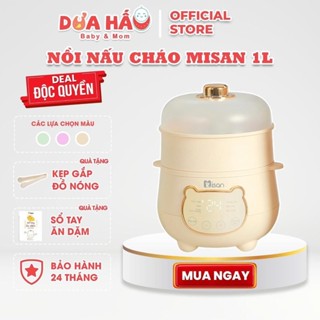 (Tặng Thìa Báo Nóng) Nồi Nấu Cháo Chậm Misan Ninh Hầm Chưng Hấp 1L Cho Bé Ăn Dặm Nồi Chưng Yến Misan Bảo Hành 24 Tháng
