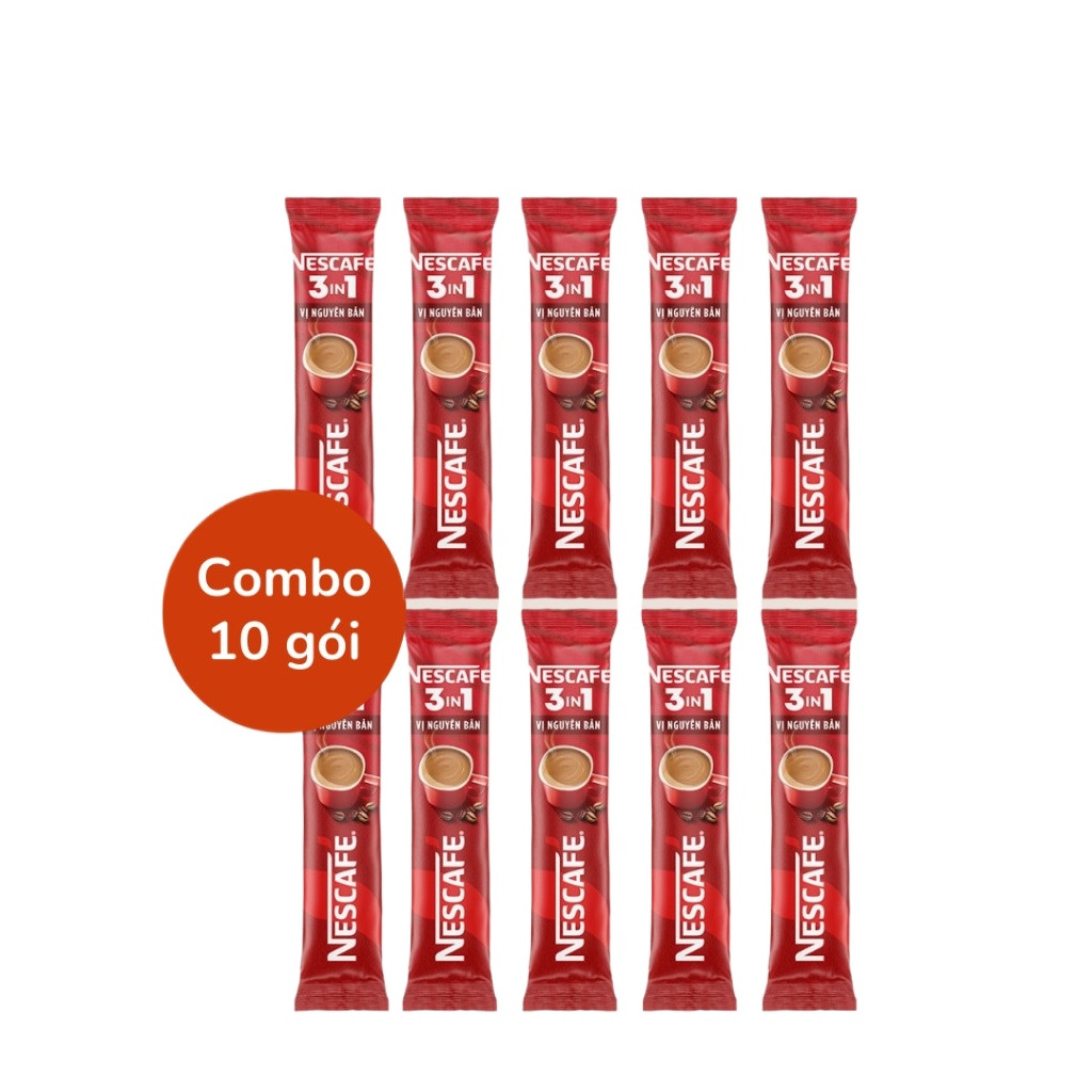 Combo 10 gói Gói Cà Phê Nescafe 3 in 1 Vị Nguyên Bản 16g Chính Hãng