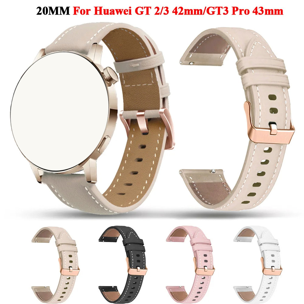 Dây đeo 20mm cho Huawei Watch GT 3 / 2 42mm Dây da nhân tạo cho Huawei GT3 Pro 43mm GT2 Honor Magic 