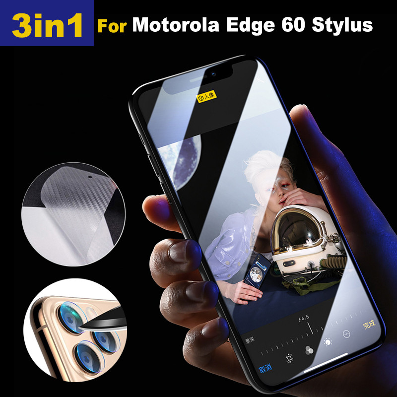 3 trong 1 Chống va chạm Kính cường lực cho Motorola Edge 60 Stylus 50 Neo Fusion Pro Moto G35 G55 G8