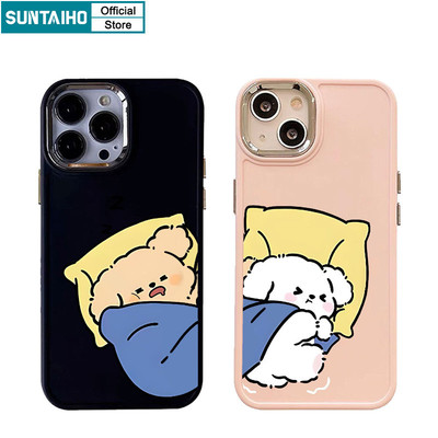 Ốp Điện Thoại Suntaiho Dễ Thương Ngủ Chó Con Cặp Đôi Silicon Mềm Cao Cấp Chống Sốc Cho iPhone 11 12 13 14 15 16 Pro max IP 7 8 Plus Iphon X Xs XR Xs max