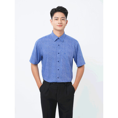 Sơ mi tay ngắn lai ngang VIETTIEN SMART CASUAL vải sợi Hoa hồng form REGULAR VT00000380