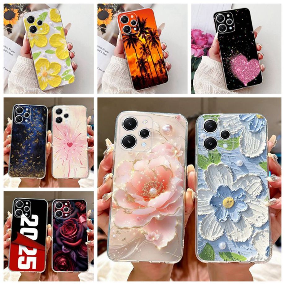 Ốp Lưng Cho Xiaomi Redmi 12 4G 5G Ốp Lưng Mềm Silione TPU Thời Trang Hoa 2025 Ốp Lưng Cho Redmi12 5G