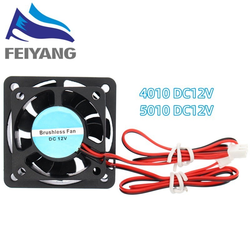 313 Quạt Tản Nhiệt Không Chổi Than 4010 40x40X10 5010mm 50x50x10 2Pin DC 12V Cho Máy In 3D