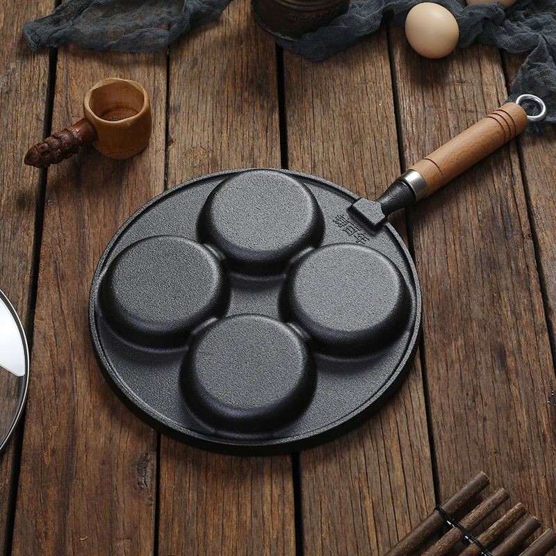 Chảo omlet bằng gang, máy làm bánh burger trứng sâu, khuôn bánh bao trứng, dụng cụ omlet ăn sáng, ch