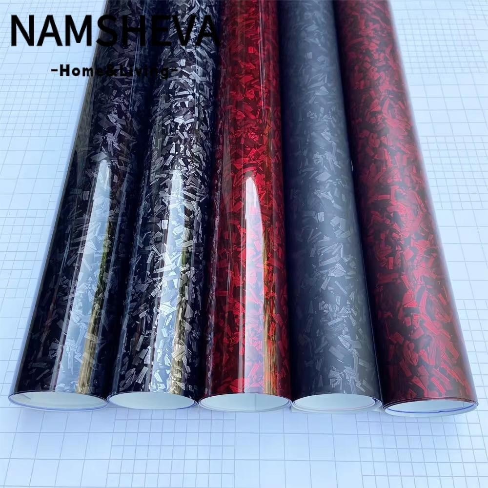 NAMSHEVA Carbon Vinyl Wrap Film, 152CM * 10CM DIY Wrap Roll Dính Decal, Đen Đỏ Tự Dính Lá Phim Vinyl