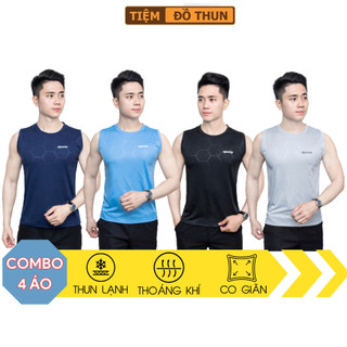 Combo 4 Áo Thun Ba Lỗ Tanktop  giá rẻ Sát Nách Dập Vân Lục Giác Chất Liệu Mềm Mịn Thoáng Mát Co Giãn Thoải Mái