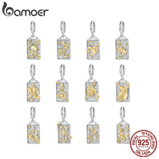 Bamoer Bạc 925 Cung Hoàng Đạo Mặt Dây Chuyền DIY Cho Vòng Tay Quà Tặng