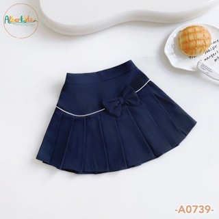 Chân váy bé gái xếp ly đính nơ ALBERKIDS cho trẻ em 4-12 tuổi A0739
