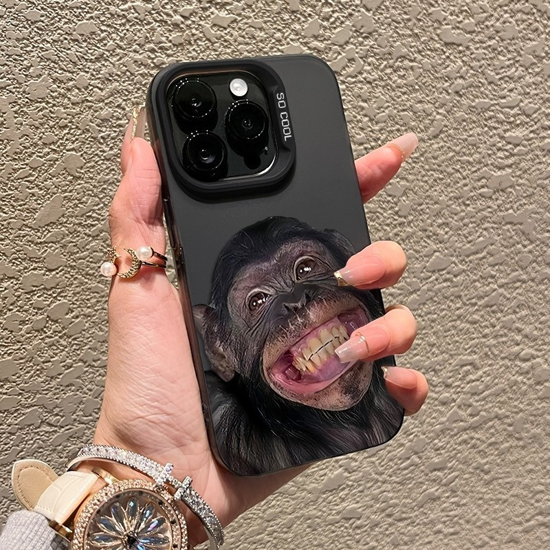Ốp điện thoại hình khỉ mỉm cười tương thích với iPhone 16 Pro Max 11 14 Pro 15 Pro Max 7 Plus 16 Pro