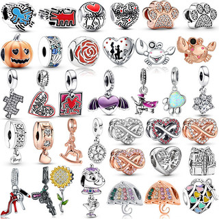 Pan's Home Hạt Họ Vĩnh Cữu Pavé Zircon Thẻ Tình Yêu Kẹp Khóa Charm Vòng Tay Phụ Kiện Trang Sức Bán Buôn