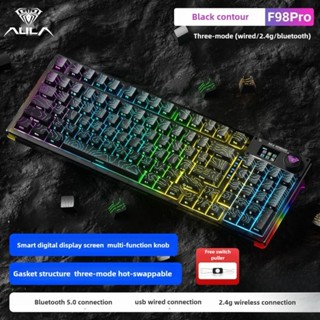  Bàn phím cơ không dây AULA F98 Pro Tri Mode có màn hình RGB Bàn phím chơi game tùy chỉnh có thể gập lại nóng Quà tặng cho Mac   Windows 
