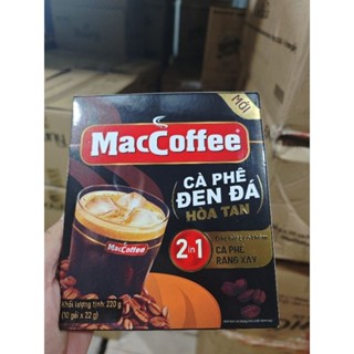  CAFE MacCoffee ĐEN ĐÁ HOÀ TAN 2 in 1 ĐẶC BIỆT CÓ THÊM CAFE RANG XAY 10 GÓI X 22 GRAM date mới 