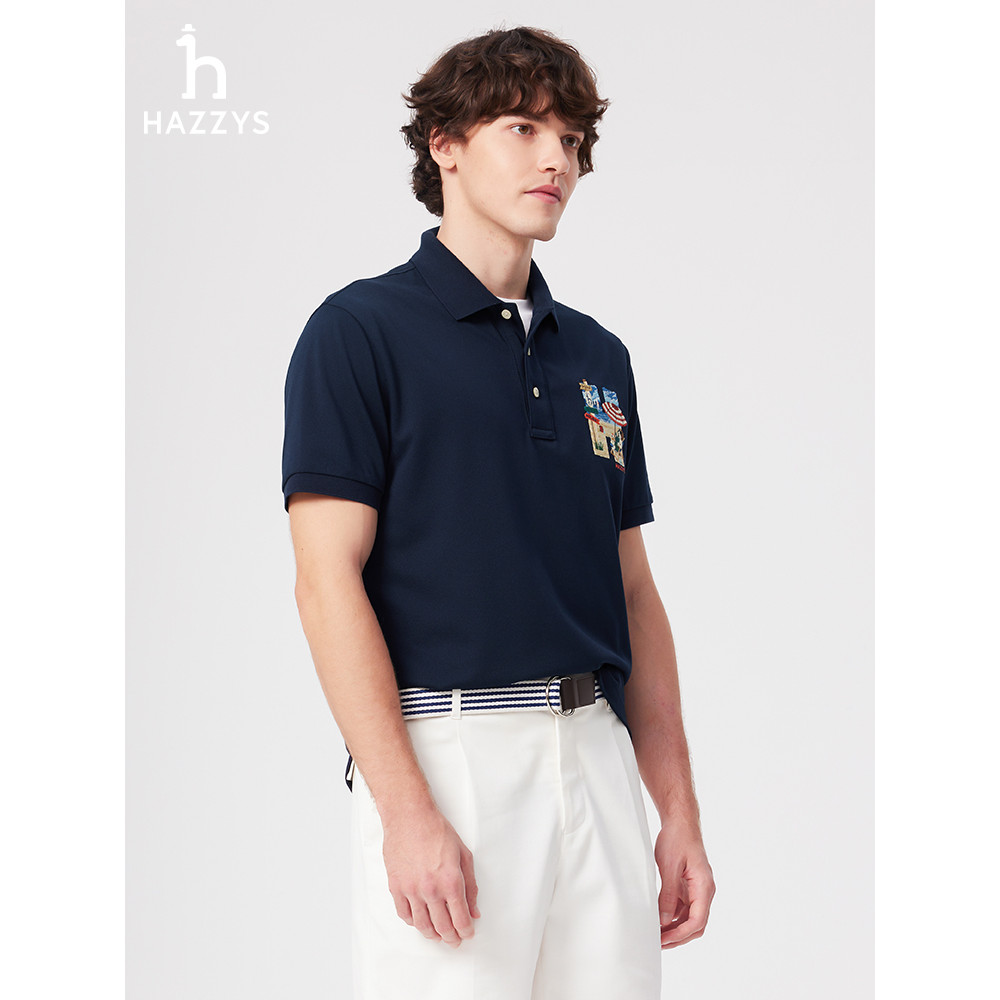 Áo thun nam ngắn tay Hazzys mùa hè mới áo polo thông thường 0519