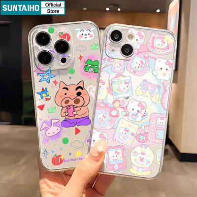 Suntaiho Hoạt Hình Dễ Thương Cặp Đôi Họa Tiết Ốp Điện Thoại TPU Trong Suốt Mềm Cao Cấp Chống Sốc Cho iPhone 11 12 13 14 15 16 Pro max IP 7 8 Plus Iphon X Xs XR Xs max