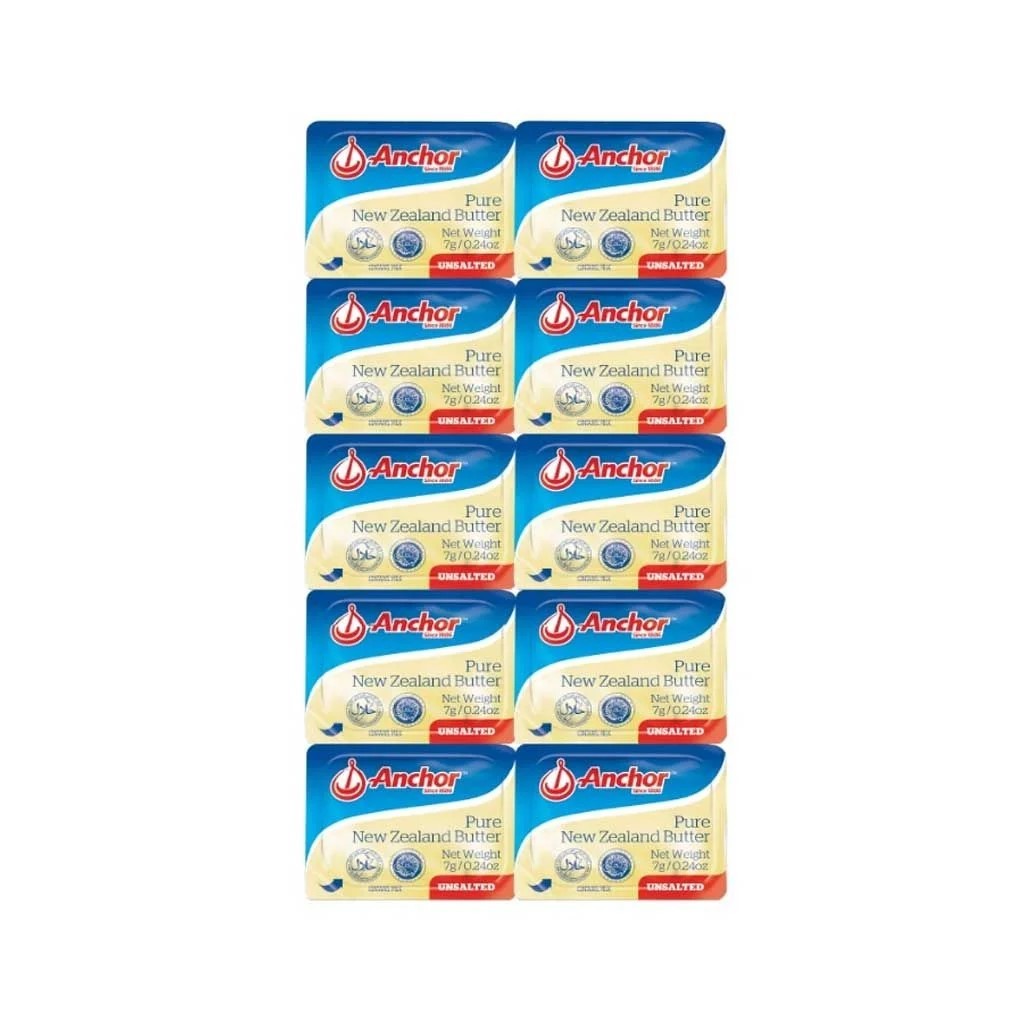 Bơ Nhạt (Lạt) Hiệu Anchor Dạng vỉ 10 x 7G - Unsalted Butter