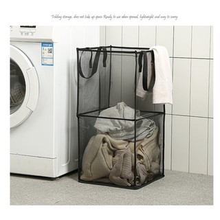  Giỏ lưới khung vuông 1 tầng - 2 tầng đựng quần áo dơ bẩn có thể gấp gọn dùng phân loại đồ máy giặt tiện lợi 