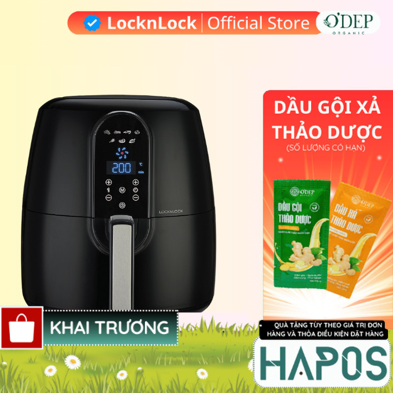 Nồi chiên không dầu LocknLock 5,2 Lít Chính hãng, EJF351BLK - HAPOS LOCKNLOCK OFC
