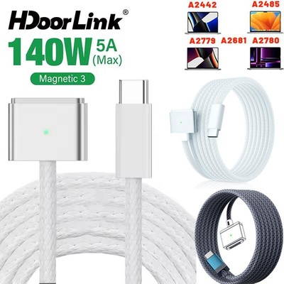 Cáp sạc nhanh HdoorLink PD140W Type-C sang MSafe 3 Cáp từ tính cho A2681 A2442 A2779 A2485 A2780 Dây sạc từ tính