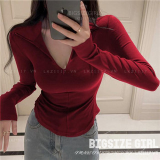  Áo Ôm Body Sexy Nữ Bigsize Áo Thun Nữ Kiểu Tay Dài Có Cổ Khoá Kéo Mùa Thu Phong Cách Thời Trang Hàn Quốc Đẹp 
