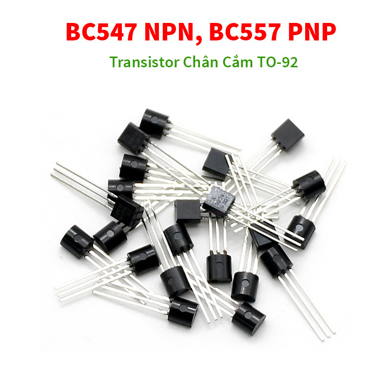 [Gói 10 Con] Transistor BC547 NPN, BC557 PNP, Chân Cắm TO-92 0,1A 50V