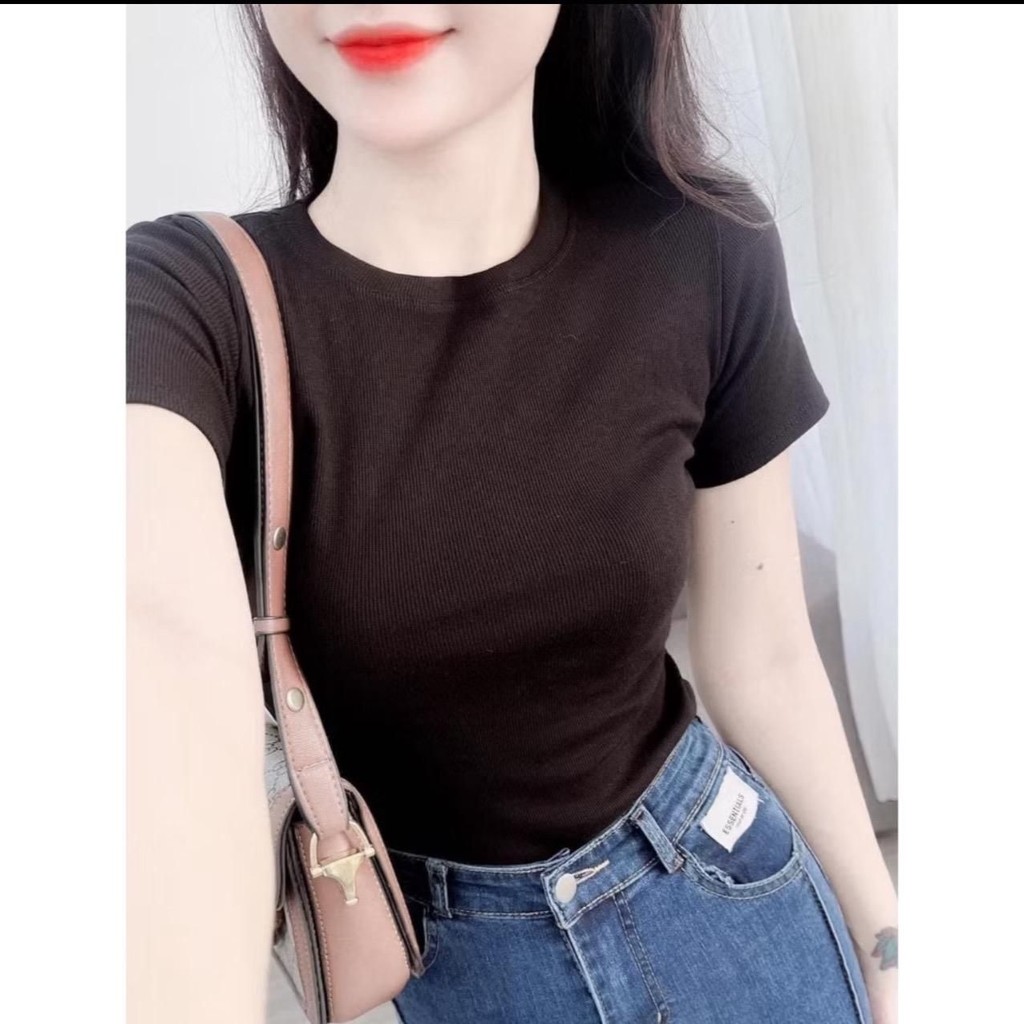 Áo Thun Ôm Body cổ Tròn Ngắn Tay Chất Gân Đẹp Có Size M L mã nh61 | BigBuy360 - bigbuy360.vn