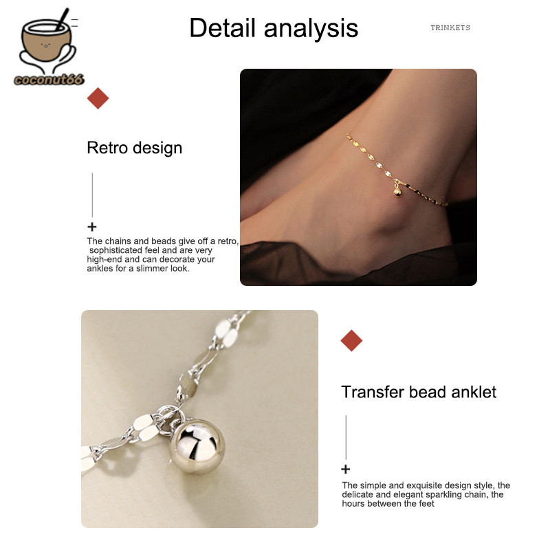 【coconut】Nhẫn chân hợp kim đơn giản cho nữ, dây chuyền chân sang trọng nhẹ nhàng, hạt chân gợi cảm