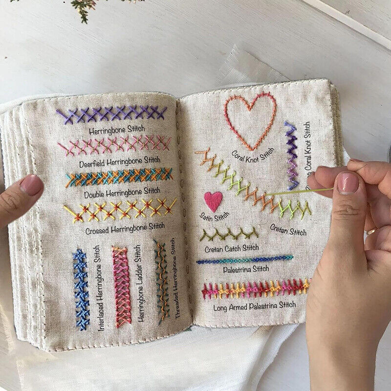 Creative Handmade Fabric Embroidery Square Needle and Thread Book Loose Leaf Book DIY Needle and Thr
