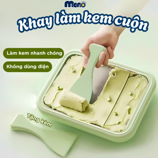 Máy Làm Kem Cuộn Mini Cho Bé Tại Nhà AMOS Không Dùng Điện Inox 304 An Toàn, Khay Làm Kem Trong 2 Phút