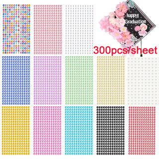  300 Chiếc Tự Dính Ngọc Trai Kim Cương Giả Đá Quý Dán Cho Tốt Nghiệp Mũ Trang Trí Móng Tay Cơ Thể Trang Điểm Bling Ngọc Dán Bông Tai Cho DIY Trẻ Em Thủ Công Thẻ Trang Trí 