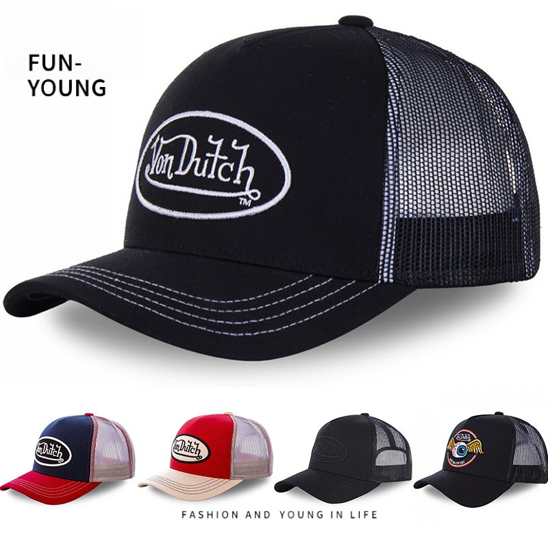 【FUN fashion】Mũ bóng chày lưới VON DUTCH chống nắng, thêu chữ dành cho nam