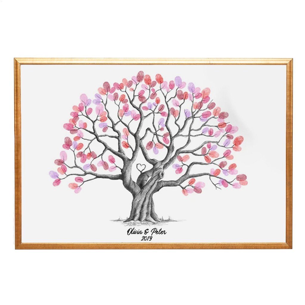 Fingerprint Tree Canvas Creative Guest Book Large Wedding Fingerprint Thumbprint Tree Family Signatu