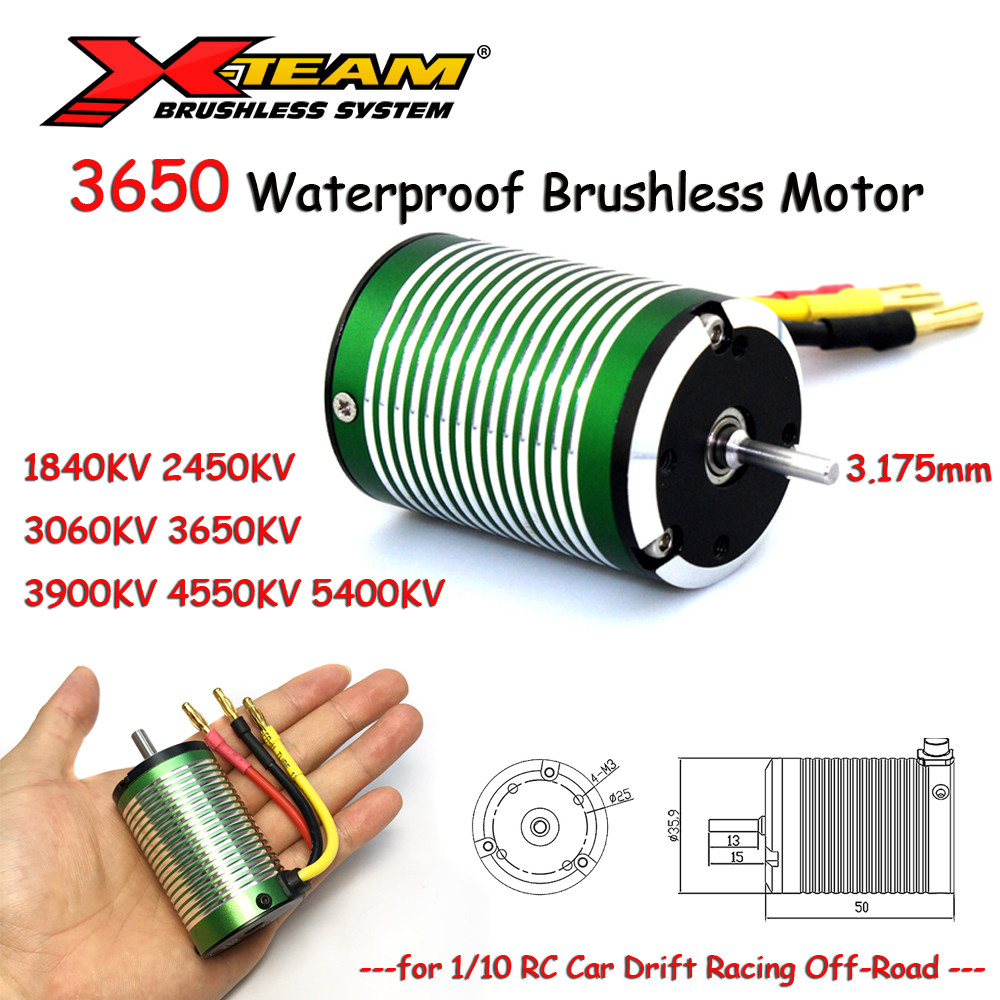 X-TEAM RC Motor 3650 1840KV / 2450KV / 3060KV / 3650KV Động cơ không chổi than chống nước cho 1: 10 