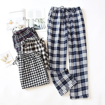 Quần Dài Nam Cotton Nguyên Chất Nhà Ống Thẳng Rời Túi Thoáng Khí và Thoải mái Ngủ TJH85 Seluar Tidur Untuk Lelaki