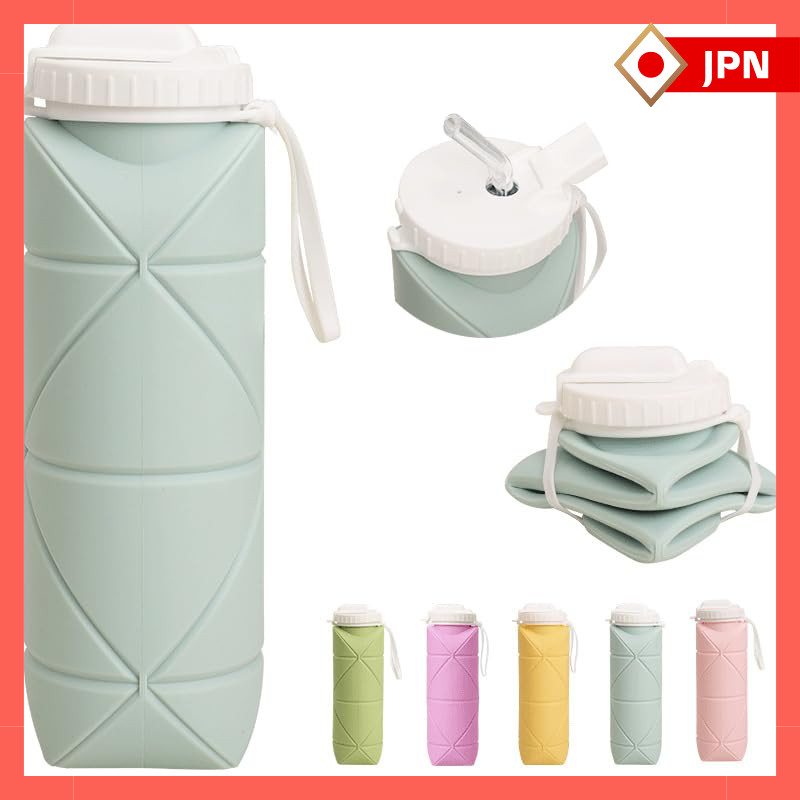 Collapsible Water Bottle - 600ml Portable Sports Flask, Lightweight 135g, Straw with Leak-Proof Desi