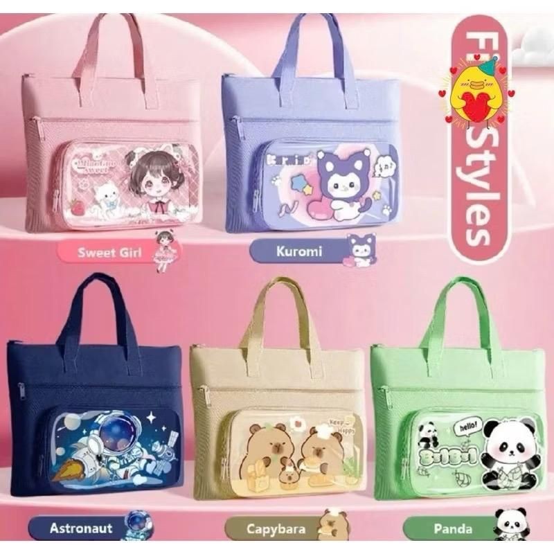 ￼Túi Học Thêm Túi Xách Dáng Ngang Kèm Túi Trong Hoạt Hình