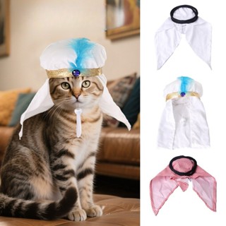 Mũ Thú Cưng Phong Cách Ả Rập - Đồ Hóa Trang Halloween Cho Mèo/Chó, Khăn Trùm Đầu Ngộ Nghĩnh Có Thể Điều Chỉnh, Vải Thoáng Khí
