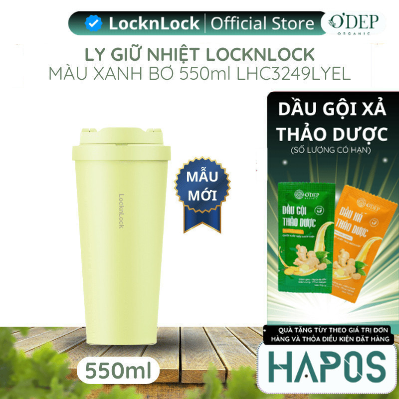 Ly giữ nhiệt LocknLock chính hãng 550ml LHC3249 Inox 316L nắp 1 chạm -  HAPOS HOME