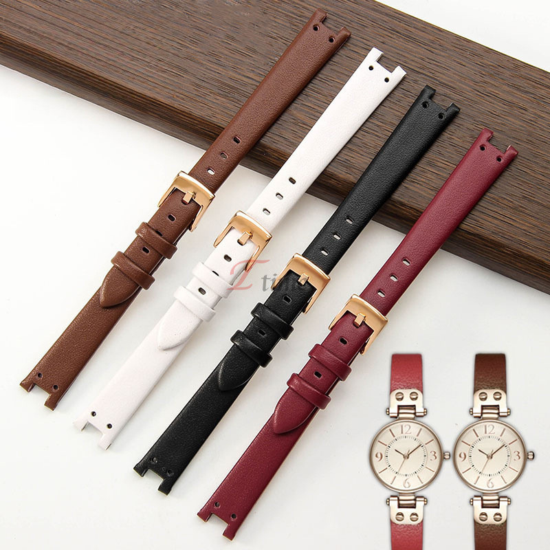 12mm Dây Da Thật Chính Hãng Cho Anne Klein Notch AK Girl Vòng Tay Mặt Nhỏ Đồng Hồ Retro Mềm Thời Tra