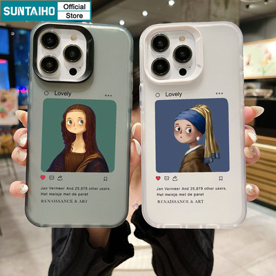 Suntaiho Phong Cách Nghệ Thuật Phục Hưng Phong Cách Hoạt Hình Họa Tiết Nhân Vật Vỏ Điện Thoại Trong Suốt Mờ Mềm Chống Sốc Cho iPhone 11 12 13 14 15 16 Pro max IP 7 8 Plus Iphon X Xs XR Xs max