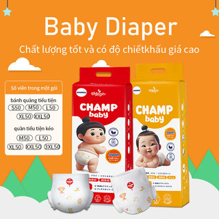 [Sản phẩm mới]-CHAMPION BABY-Tã quần/tã dán cho bé thoải mái, nhẹ và thoáng khí giao hàng nhanh S/M/L/XL/XXL/XXXL(50pcs)